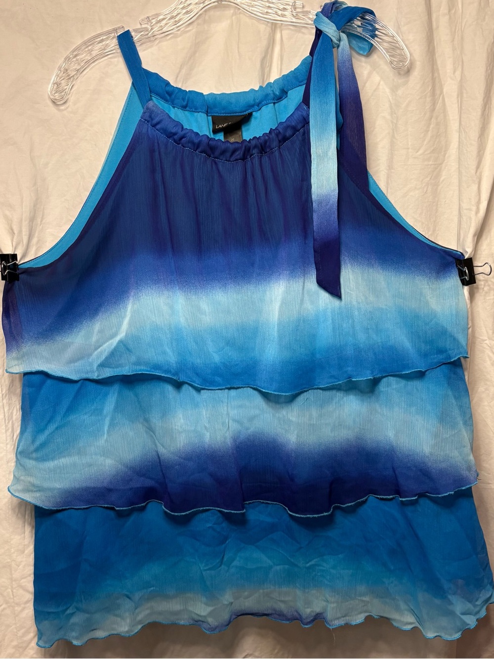 Lane Bryant Blue Ombre Ruffle Halter Camisole with Shoulder Tie